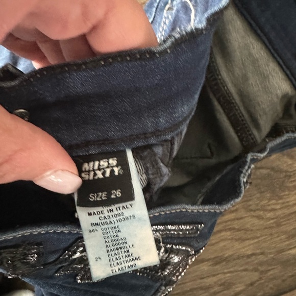 Rare Miss Sixty Y2K Jeans With Rhinestones Size 26 -  Made in Italy - Picture 6 of 6